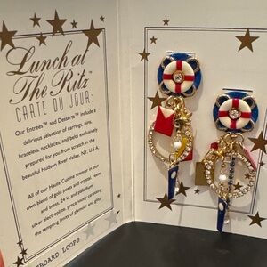 Lunch at the Ritz Nautical pierced Earrings in Blue, Red & White